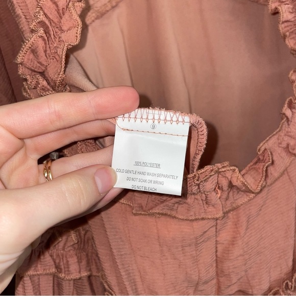 Saints + Secrets Selfie Leslie Laney Long Sleeve V-Neck Ruffle Mini Dress - Picture 10 of 11